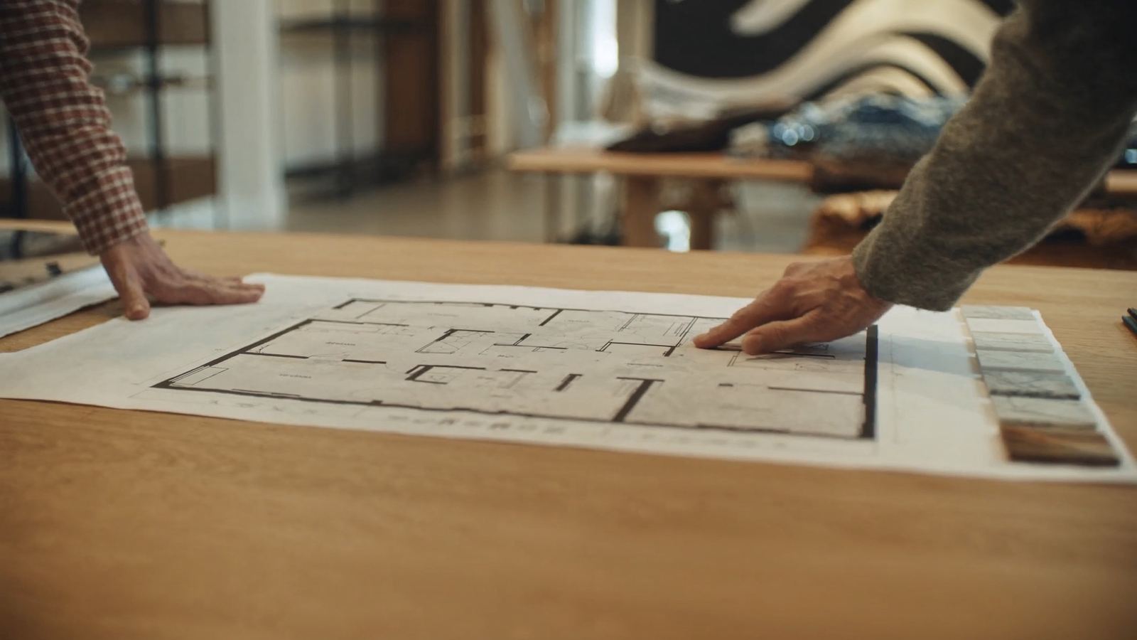 Designer working on a floor plan